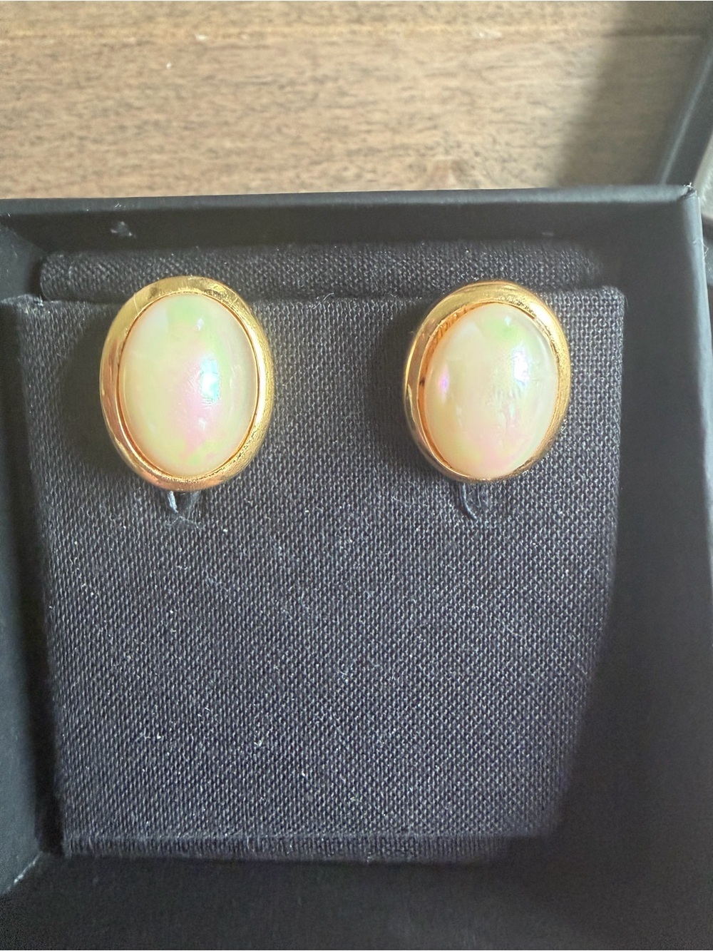Vintage Dior Gold Faux Pearl Clip On Earrings - White/Iridescent